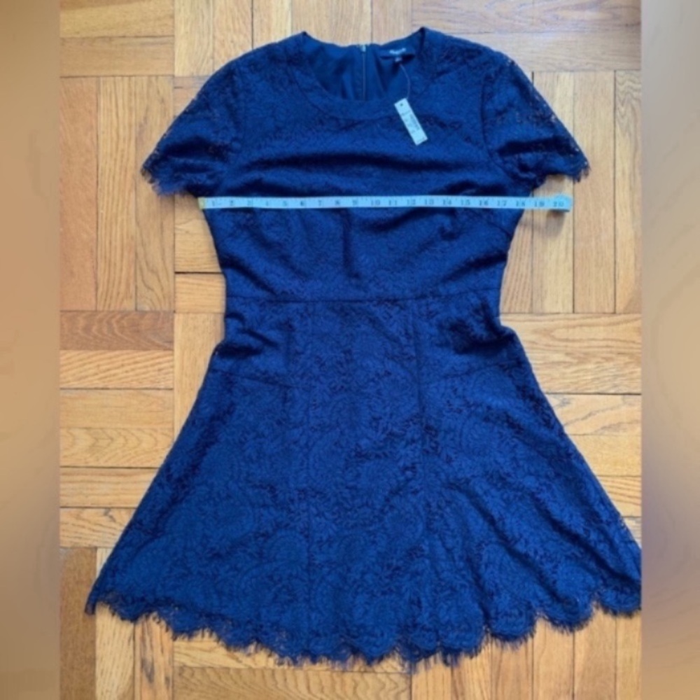 🆕 Madewell Lace Shift Dress Navy Blue - Picture 8 of 14